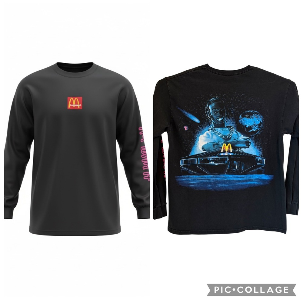 Travis Scott McDonalds Cactus Jack‎ Action Figure Space L/S Shirt Medium Black